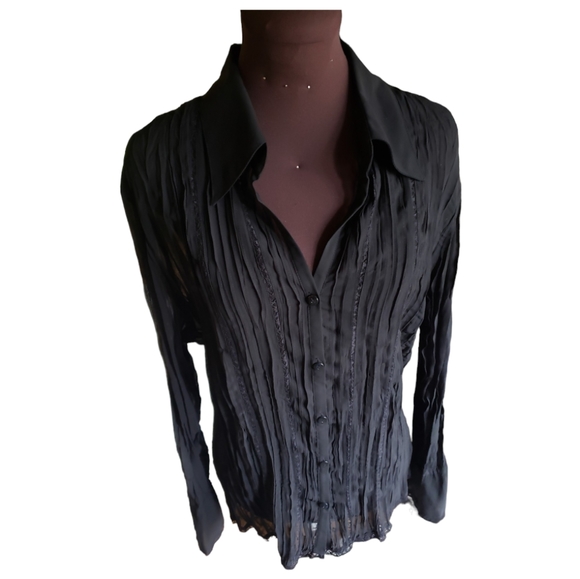NOTATIONS Crinkled translucent fabric blouse - L - Picture 2 of 11